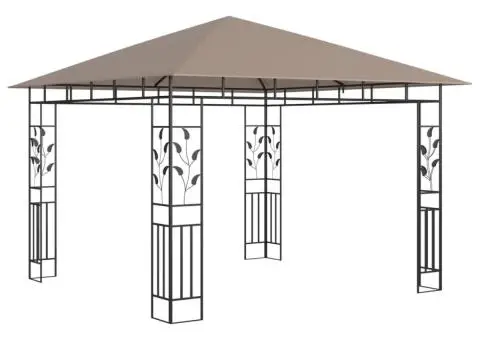 Pavilion cu plasă anti-țânțari&lumini LED,gri taupe, 3x3x2,73 m - 5/5