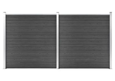 Set de panouri de gard, negru, 353 x 186 cm, WPC - 1/5