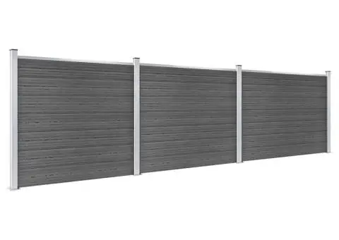 Set panouri gard, 526x146 cm, negru, WPC - 2/5