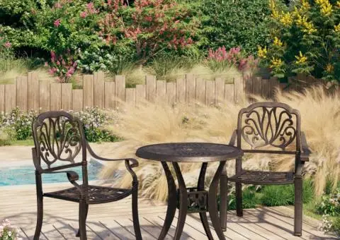 Set mobilier bistro, 3 piese, bronz, aluminiu turnat - 1/5