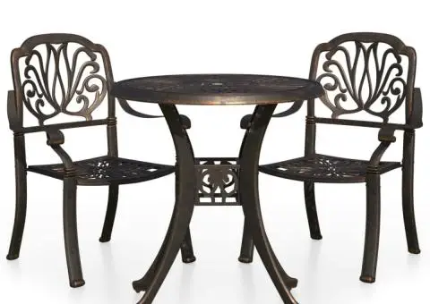 Set mobilier bistro, 3 piese, bronz, aluminiu turnat - 2/5