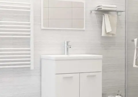 Set mobilier de baie, alb, lemn prelucrat - 1/5