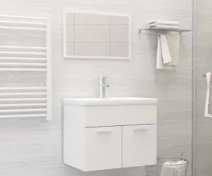 vidaXL Set mobilier de baie, alb, lemn prelucrat