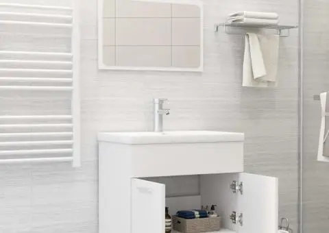 Set mobilier de baie, alb, lemn prelucrat - 3/5