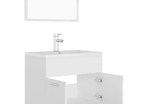 Set mobilier de baie, alb, lemn prelucrat - 5/5