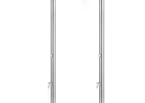 Duș de grădină cu bază gri, 220 cm, oțel inoxidabil - 2/5