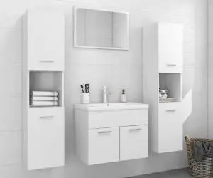 vidaXL Set mobilier de baie, alb, lemn prelucrat