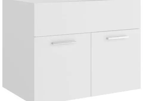 Set mobilier de baie, alb, lemn prelucrat - 4/5