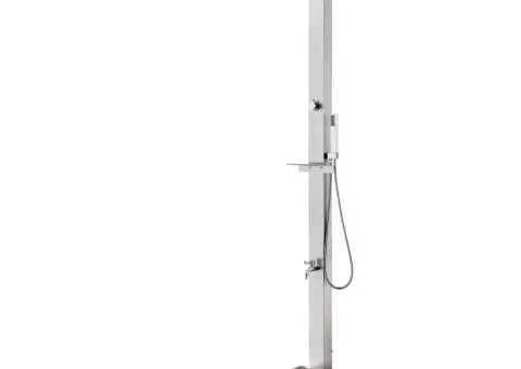 Duș de grădină cu bază maro, 225 cm, oțel inoxidabil - 1/5