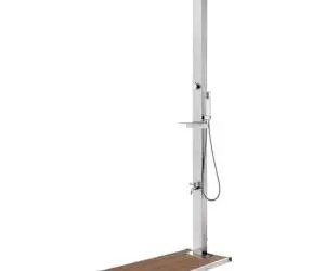 vidaXL Duș de grădină cu bază maro, 225 cm, oțel inoxidabil
