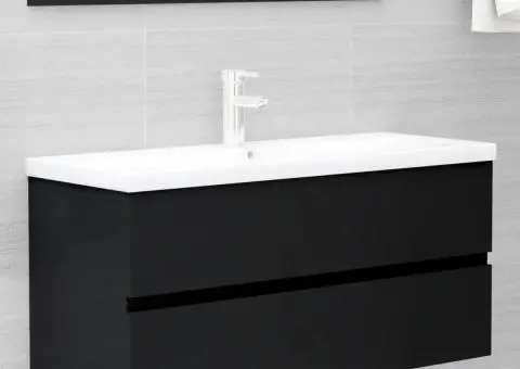 Dulap cu chiuvetă încorporată, negru, lemn prelucrat - 1/5