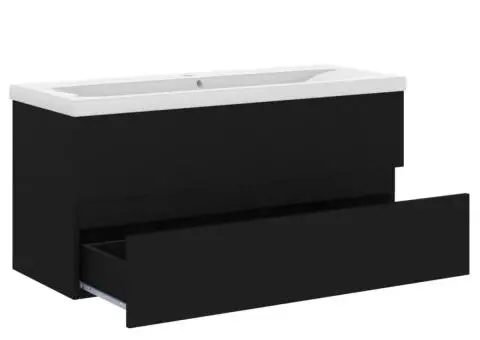 Dulap cu chiuvetă încorporată, negru, lemn prelucrat - 4/5