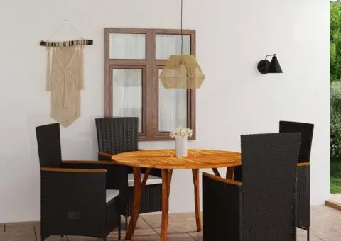 Set de masă pentru grădină, 5 piese, negru - 1/5