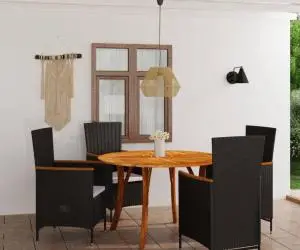 vidaXL Set de masă pentru grădină, 5 piese, negru