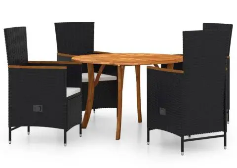 Set de masă pentru grădină, 5 piese, negru - 2/5