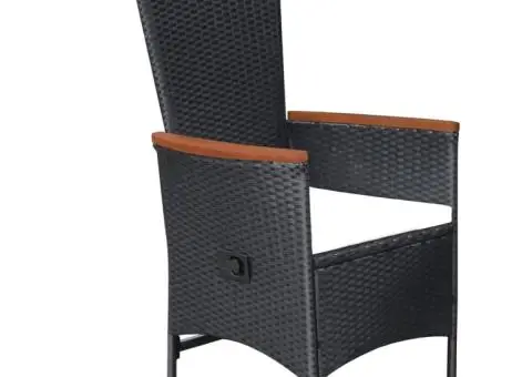 Set de masă pentru grădină, 5 piese, negru - 4/5