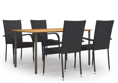 Set mobilier de grădină, 5 piese, negru, poliratan - 1/5