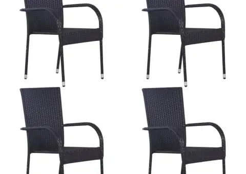Set mobilier de grădină, 5 piese, negru, poliratan - 5/5