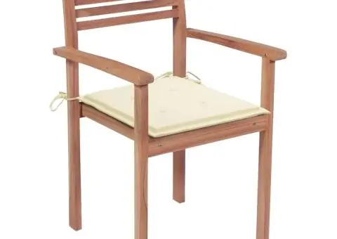 Scaune de grădină stivuibile cu perne, 6 buc., lemn masiv tec - 2/5