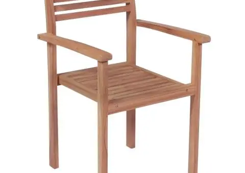 Scaune de grădină stivuibile cu perne, 6 buc., lemn masiv tec - 3/5