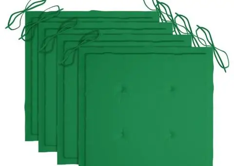 Scaune de grădină cu perne verzi, 4 buc., lemn masiv de tec - 5/5