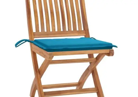 Scaune pliabile de grădină cu perne, 8 buc., lemn masiv de tec - 3/5
