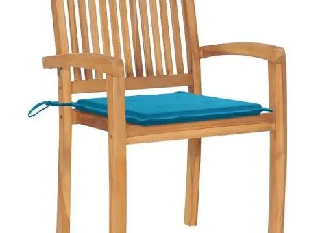 Scaune de grădină stivuibile cu perne, 6 buc., lemn masiv tec - 3/5