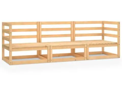 Canapea de grădină cu 3 locuri, lemn masiv de pin - 2/5