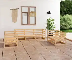 vidaXL Set mobilier de grădină, 7 piese, lemn masiv de pin