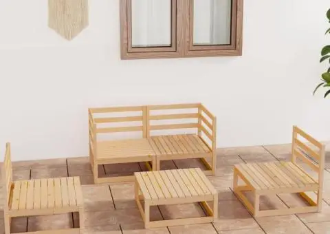 Set mobilier de grădină, 5 piese, lemn masiv de pin - 1/5