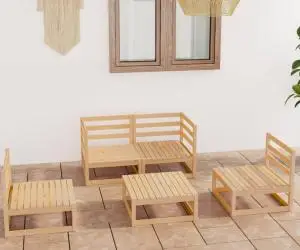 vidaXL Set mobilier de grădină, 5 piese, lemn masiv de pin