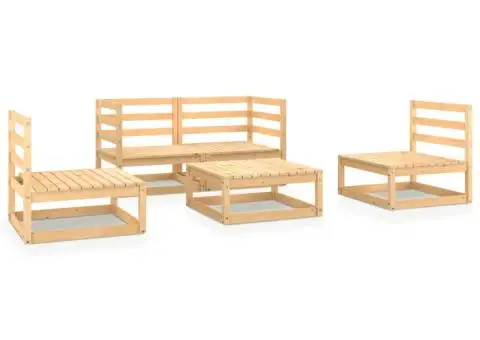Set mobilier de grădină, 5 piese, lemn masiv de pin - 2/5