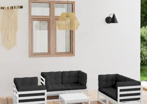 Set mobilier de grădină cu perne, 7 piese, lemn masiv de pin - 1/5