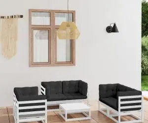 vidaXL Set mobilier de grădină cu perne, 7 piese, lemn masiv de pin