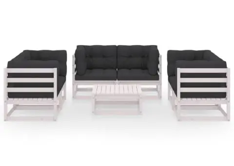 Set mobilier de grădină cu perne, 7 piese, lemn masiv de pin - 3/5