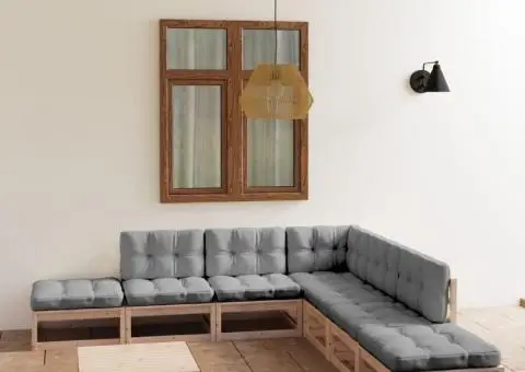Set mobilier de grădină cu perne, 8 piese, lemn masiv de pin - 1/5