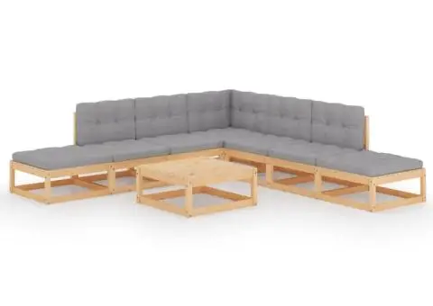 Set mobilier de grădină cu perne, 8 piese, lemn masiv de pin - 2/5