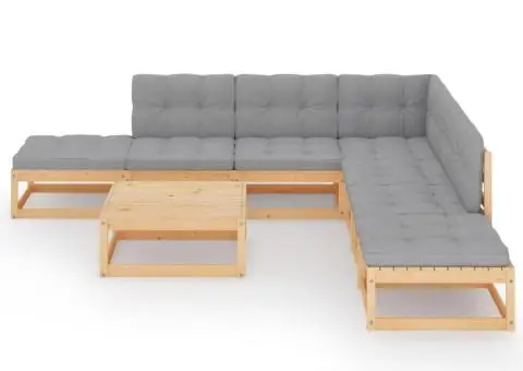 Set mobilier de grădină cu perne, 8 piese, lemn masiv de pin - 3/5