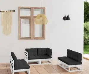 vidaXL Set mobilier de grădină cu perne, 6 piese, lemn masiv de pin
