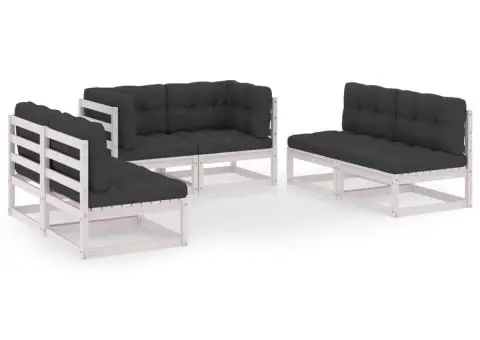 Set mobilier de grădină cu perne, 6 piese, lemn masiv de pin - 2/5