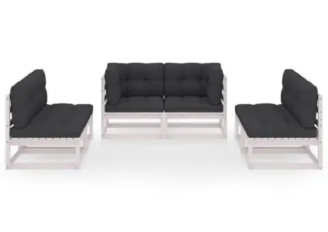 Set mobilier de grădină cu perne, 6 piese, lemn masiv de pin - 3/5