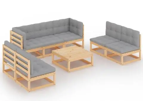 Set mobilier de grădină cu perne, 8 piese, lemn masiv de pin - 2/5