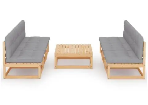 Set mobilier de grădină cu perne, 7 piese, lemn masiv de pin - 2/5