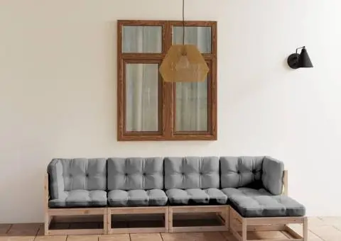 Set mobilier de grădină, 5 piese, cu perne, lemn masiv de pin - 1/5