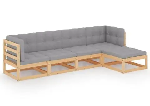 Set mobilier de grădină, 5 piese, cu perne, lemn masiv de pin - 2/5