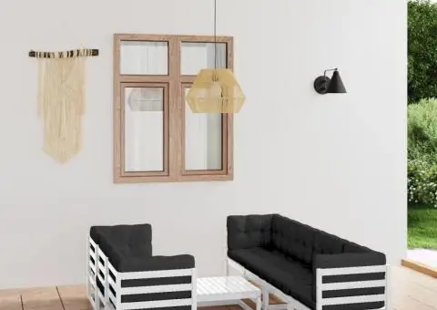 Set mobilier de grădină cu perne, 8 piese, lemn masiv de pin - 1/5