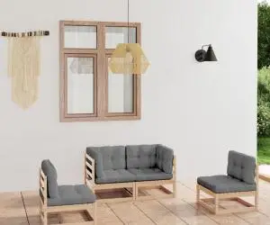 vidaXL Set mobilier de grădină cu perne, 4 piese, lemn masiv de pin