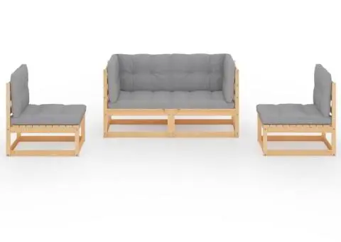 Set mobilier de grădină cu perne, 4 piese, lemn masiv de pin - 3/5