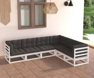 vidaXL Set mobilier de grădină cu perne, 6 piese, lemn masiv de pin