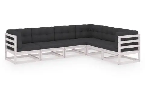 Set mobilier de grădină cu perne, 6 piese, lemn masiv de pin - 2/5